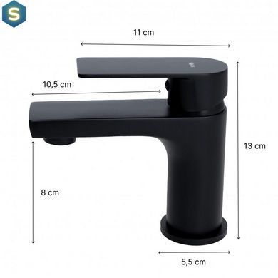 Смеситель для умывальника Yoka Lola 24 black низкий BU.LOLA-24-BLK, Черный матовый