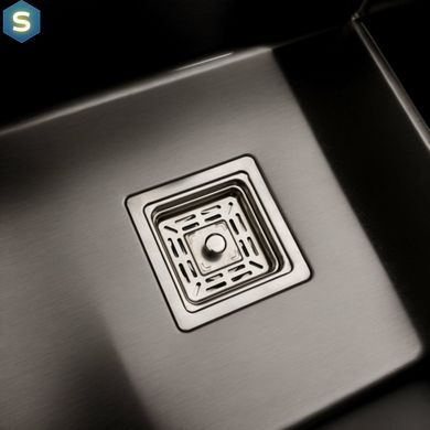 Кухонна мийка Platinum Handmade PVD 780x430x220 R чорна (квадратний сифон,3.0/1.0), Чорний/золото