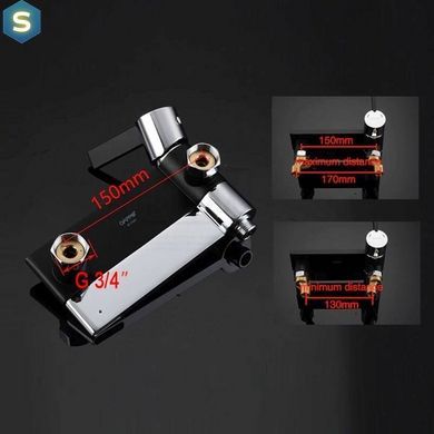 G3281 Змішувач для ванни короткий гусак чорний/хром &Oslash;35 Gappo Atlantic 1/4, Черный матовый