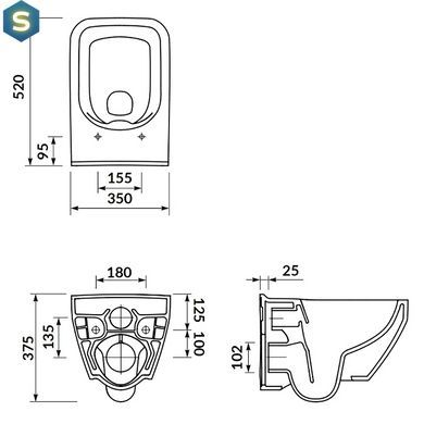 Підвісний унітаз Cersanit Crea CleanOn прямокутний з сидінням Slim S701-404
