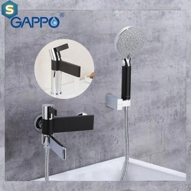 G3281 Змішувач для ванни короткий гусак чорний/хром &Oslash;35 Gappo Atlantic 1/4, Черный матовый