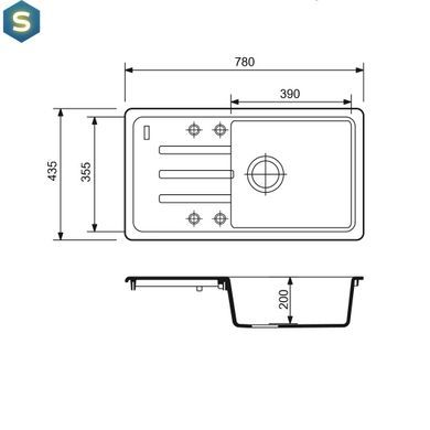 Кухонна мийка Adamant Slim Long 780x435x200 антрацит 394223, Антрацит