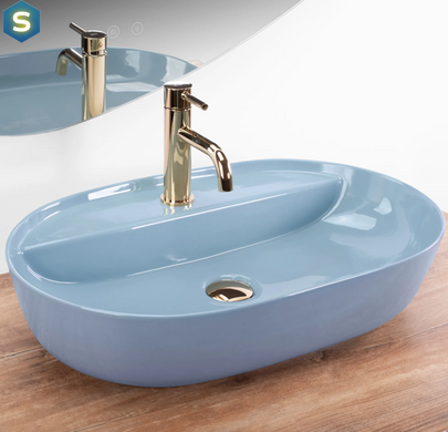 Умывальник Rea Aura 61 blue shiny накладной REA-U6618, Синий