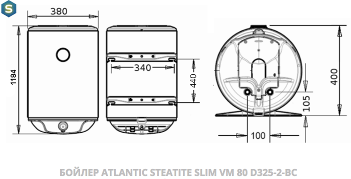 Бойлер Atlantic Steatite Slim VM 80 D325-2-BC