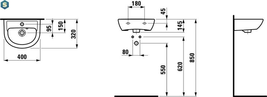 Умивальник Laufen Pro 40x32 H8159510001041, Білий