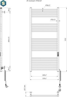 Электрический полотенцесушитель HF Greenwich 1170x530 white matte 6.1.0305.06.WM, Белый матовый, универсальное (коннектор), Электронный