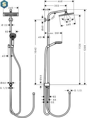 Душевая система Hansgrohe Crometta E 240 1jet Showerpipe Reno EcoSmart 27289000