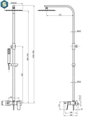 Душова система Topaz Lexi TL 21102-H57-BL, Черный матовый