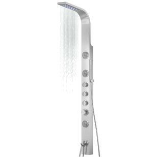 Душевая панель Corsan Snake inox LED с изливом S002MSLLEDW, Нержавеющая сталь