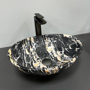 Умывальник (раковина) VBI PARMA BLACK OPAL GLOSSY накладной, Черный/золото
