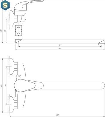 Змішувач для ванни EcoMix E-GEZ-108, Хром