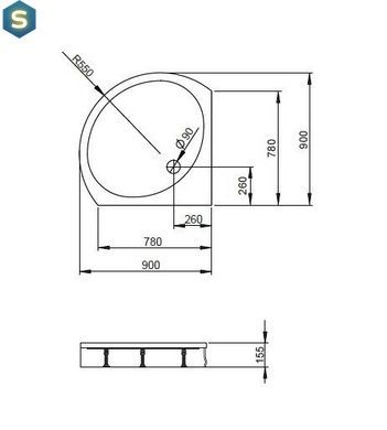 Душовий піддон Radaway Patmos B 90x90 4T99155-03