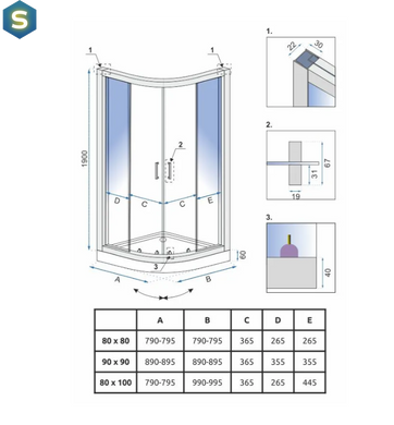 Душевая кабина Rea Look chrom 90x90 REA-K7905, Хром, Универсальная, прозрачный