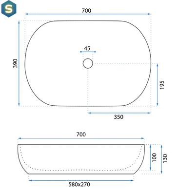 Умивальник Rea Cleo 71 white накладний REA-U6215, Білий