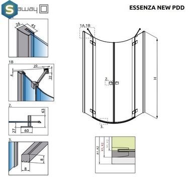 Душова кабіна Radaway Essenza New Black PDD 80Lx100Rx200 385002-54-01L+385003-54-01R