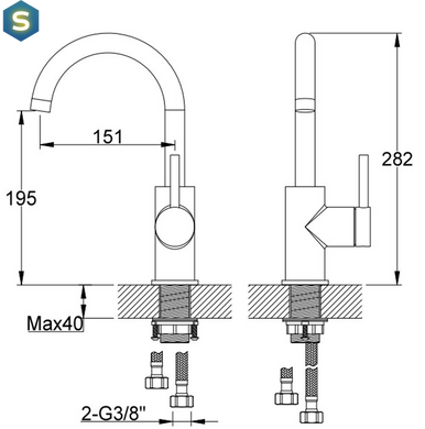 Смеситель для кухни Kohlman Axel gold QB150AGD, Золотой