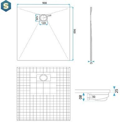 Душовий піддон Rea Magnum 90x90 grey REA-K4106, Каппучино