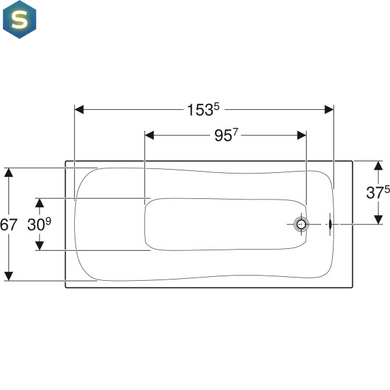 Ванна акриловая Geberit Selnova 170x75 554.285.01.1 + ножки, Белый