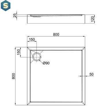 Душовий піддон Qtap Tern 308812C 80x80x12 см + сифон, Білий