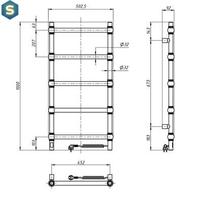Электрический полотенцесушитель Navin Retro 500x1000 Sensor, правый 12-228153-3680, Хром, Правое, Электронный