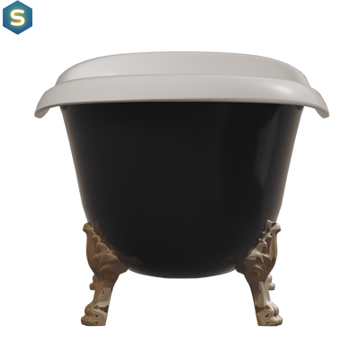 Ванна отдельностоящая глянцевая Amidicon Symphony 167x78 черная из литого камня бронзовые ножки SYMFONIYA_167_br_BLACK_HL, Черно-белый