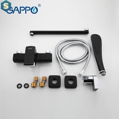 Смеситель для ванны длинный гусак черный &Oslash;35 Gappo Aventador 1/8 G2250, Черный матовый
