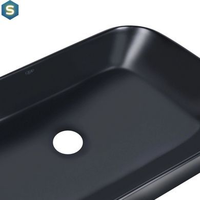 Умивальник Qtap Scorpio накладний прямокутний 550х390х120 мм Black matt + донний клапан PU03, Черный матовый