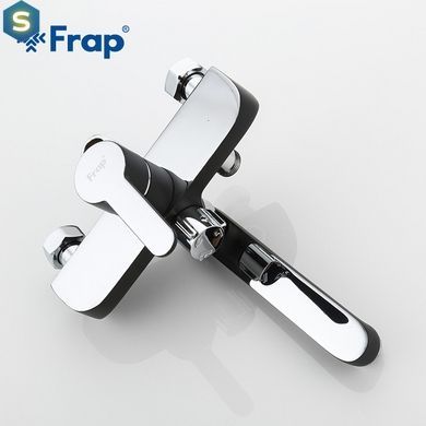 Душевая система Frap F2442, поворотный излив - переключатель на лейку, 3 режима, черный/хром, Черный матовый