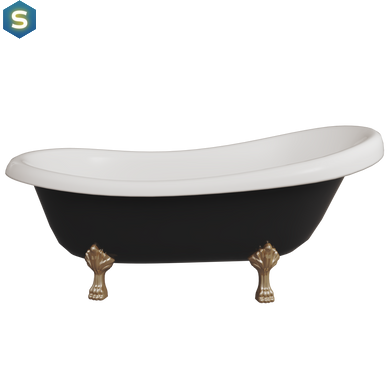 Ванна отдельностоящая глянцевая Amidicon Symphony 167x78 черная из литого камня бронзовые ножки SYMFONIYA_167_br_BLACK_HL, Черно-белый