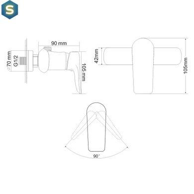 Смеситель для душа RJ Velum хром RBZ082-5, Хром