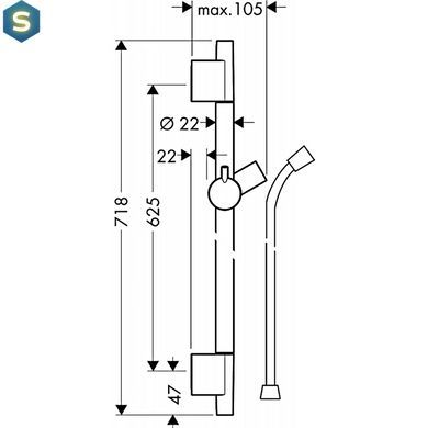 Душевая штанга Hansgrohe Unica S Pura 65 см со шлангом 160 см белый матовый 28632700
