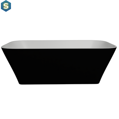 Ванна отдельностоящая глянцевая Amidicon Atlant 160x75 черная из литого камня ATLANT_160_BLACK_HL, Черно-белый