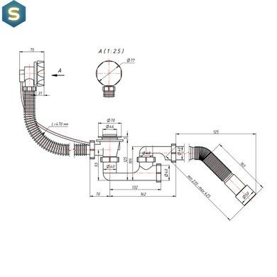 Сифон для ванны Lidz (WHI) 60 03 V002 01 с ревизией (выход 50 мм)