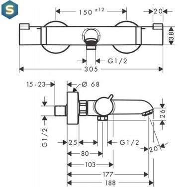 Термостат для ванни Hansgrohe Ecostat 13114670