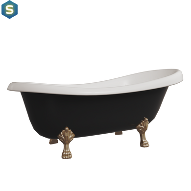 Ванна отдельностоящая глянцевая Amidicon Symphony 167x78 черная из литого камня бронзовые ножки SYMFONIYA_167_br_BLACK_HL, Черно-белый