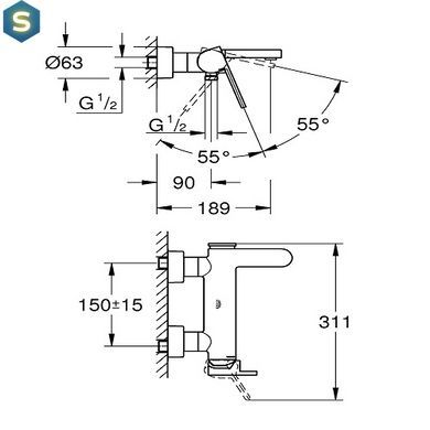 Grohe Plus Однорычажный смеситель для ванны (33553003)