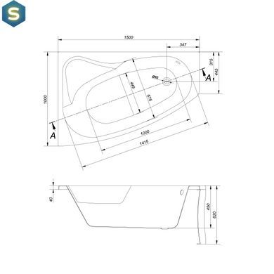 Ванна акриловая Cersanit Sicilia 150x100 R