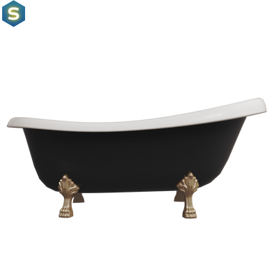 Ванна отдельностоящая глянцевая Amidicon Symphony 167x78 черная из литого камня бронзовые ножки SYMFONIYA_167_br_BLACK_HL, Черно-белый