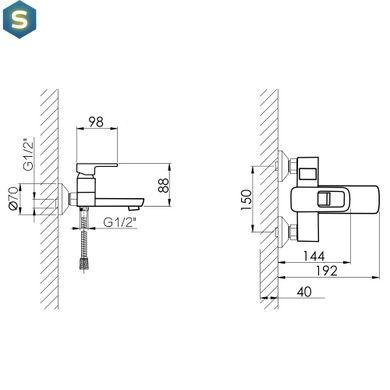 Смеситель для ванны Lidz Wawel 006 (c душевым гарнитуром) (k35) LDWAW006CRM45388 Chrome, Хром