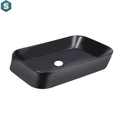 Умивальник Qtap Scorpio накладний прямокутний 550х390х120 мм Black matt + донний клапан PU03, Черный матовый