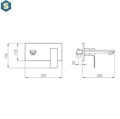 Смеситель для умывальника скрытого монтажа Wezer PRO10-02-BLACK, нержавеющая сталь, черный, Черный матовый