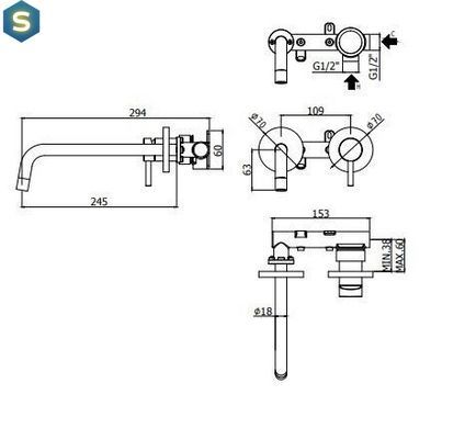 Змішувач для умивальника Paffoni Light LIG 103 NO 70, Черный матовый