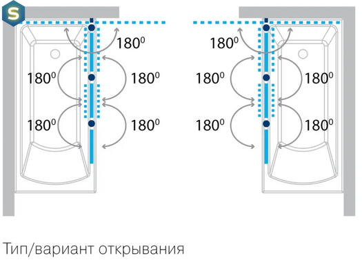 Шторка для ванни Koller Pool триелементна 1070x1400 мм MW3DA, Універсальна, прозорий, хром