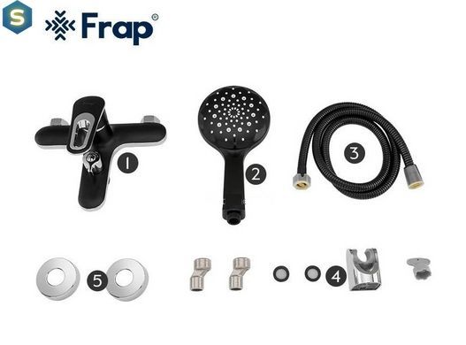 Змішувач для ванни Frap F3249-6, чорний/хром, Черный матовый