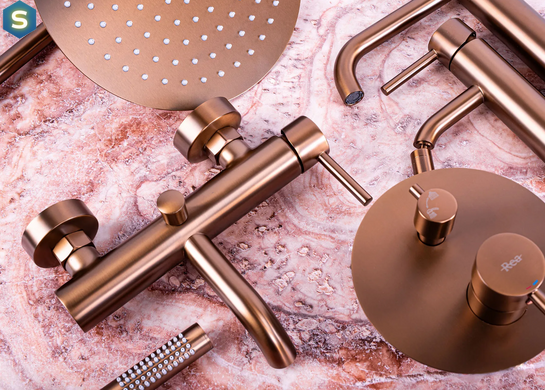Змішувач для ванни Rea Lungo brushed copper настінний з виливом REA-B1115, Теплый закат