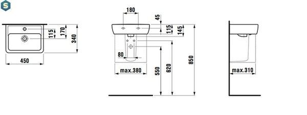 Умивальник Laufen Pro 45x34 H8119510001041, Білий