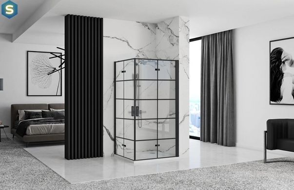 Душевая кабина Rea Molier 2 80x80 black REA-K8537 + REA-K8537, Черный матовый, Универсальная, прозрачный, черный матовый