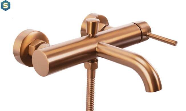 Змішувач для ванни Rea Lungo brushed copper настінний з виливом REA-B1115, Теплый закат