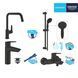 Набор смесителей 4 в 1 для ванной комнаты и кухни Grohe QuickFix Start Black M-Size UA303301MK, Черный матовый