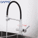 Смеситель для кухни на две воды Gappo G4398-9 с гибким изливом, белый/черный, Черный матовый